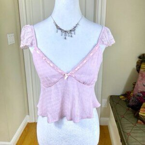 PacSun Light Pink Ruffle Sleeve Blouse - Picture 1 of 4